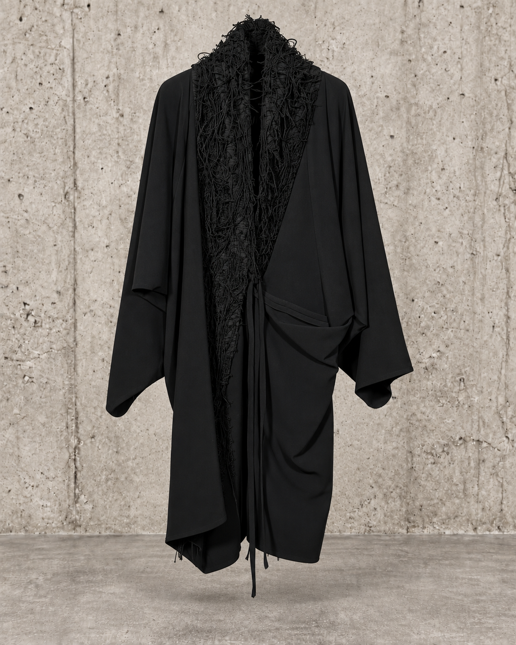 Chaqueta larga texturizada negra Manesera – vista 4 de 8