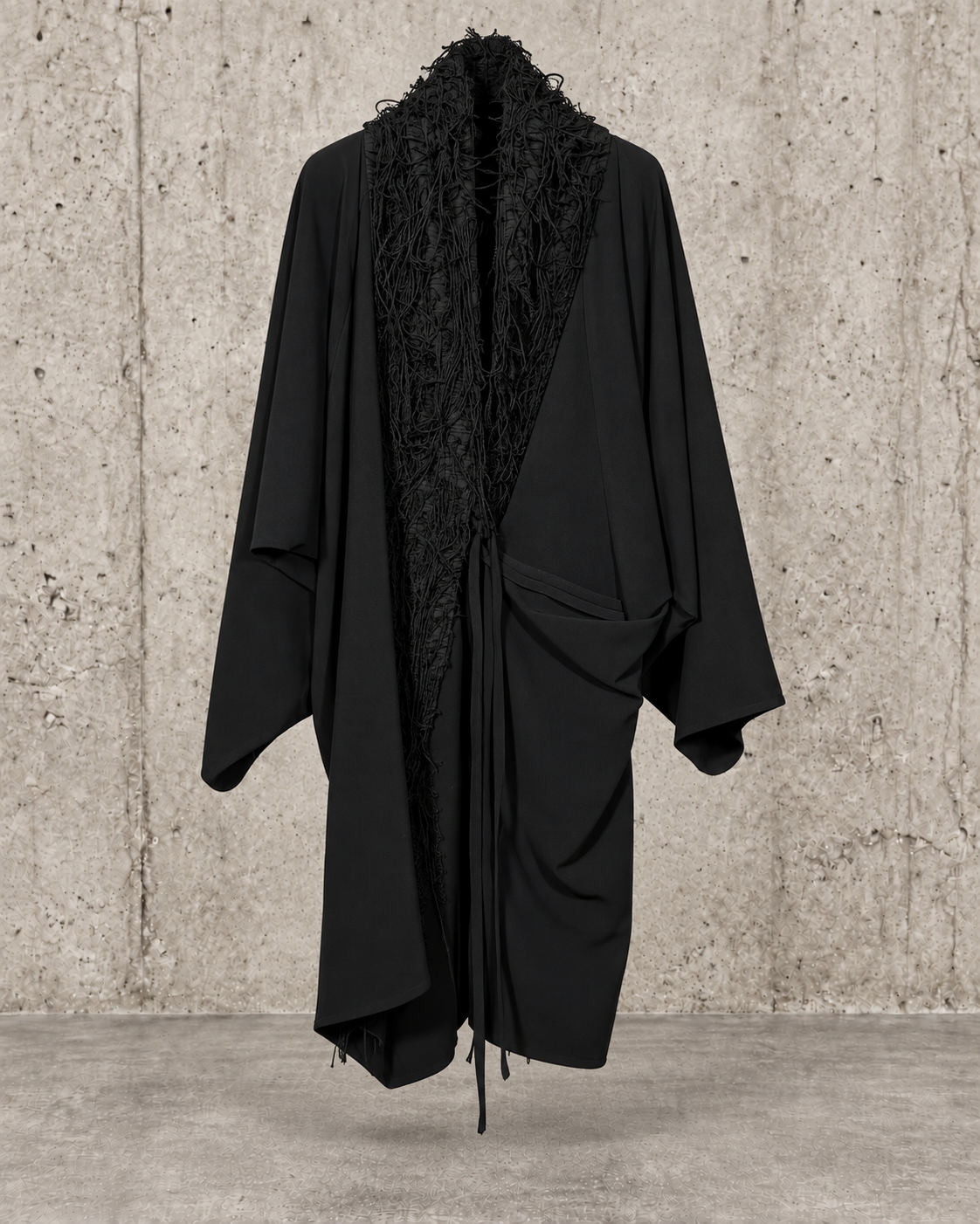 Chaqueta larga texturizada negra Manesera – vista 4 de 8