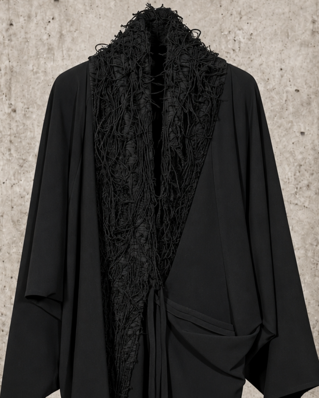 Chaqueta larga texturizada negra Manesera – vista 3 de 8
