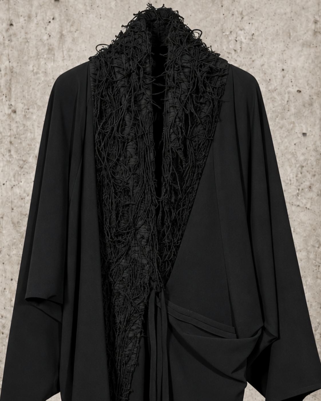 Chaqueta larga texturizada negra Manesera – vista 3 de 8