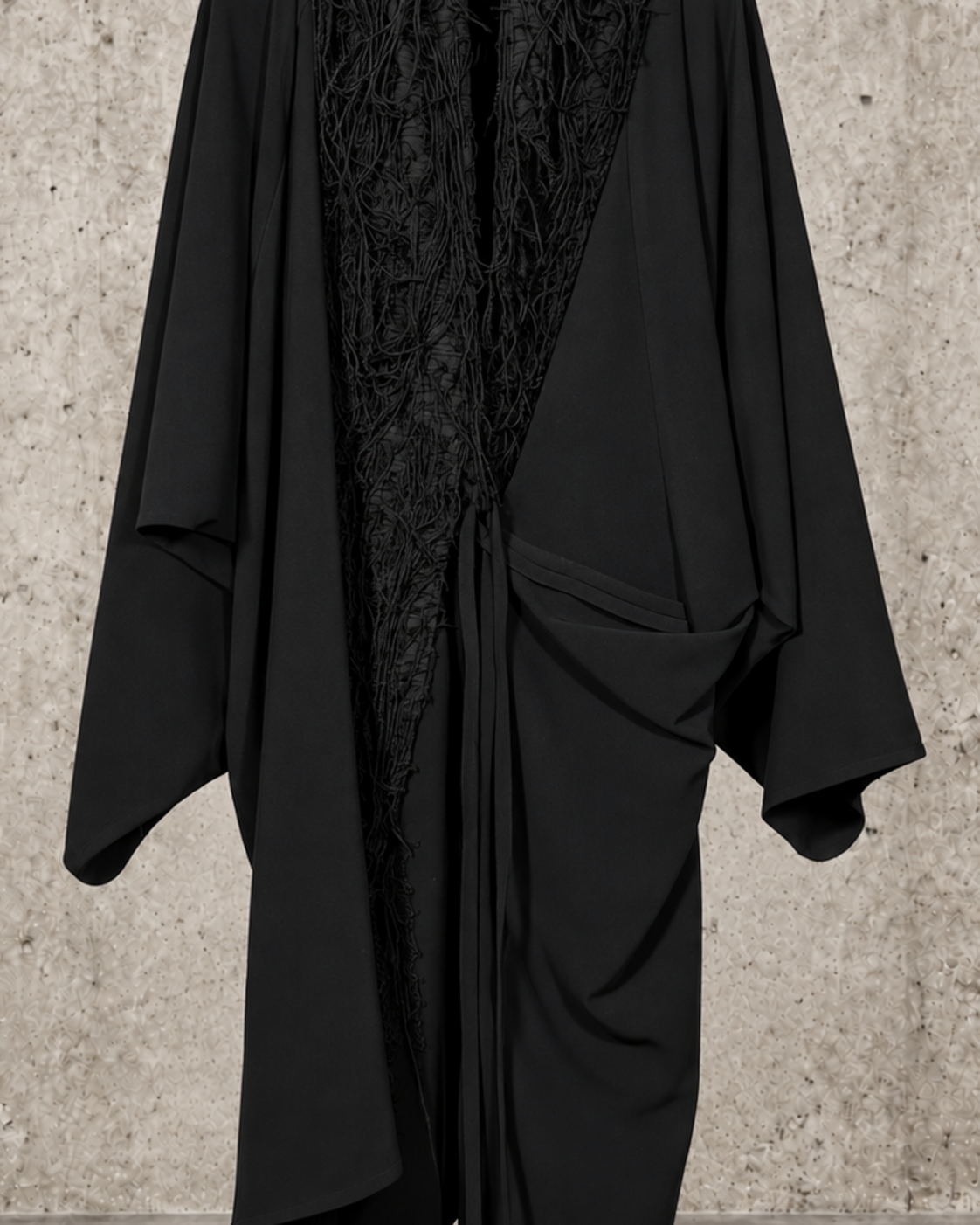 Chaqueta larga texturizada negra Manesera – vista 6 de 8