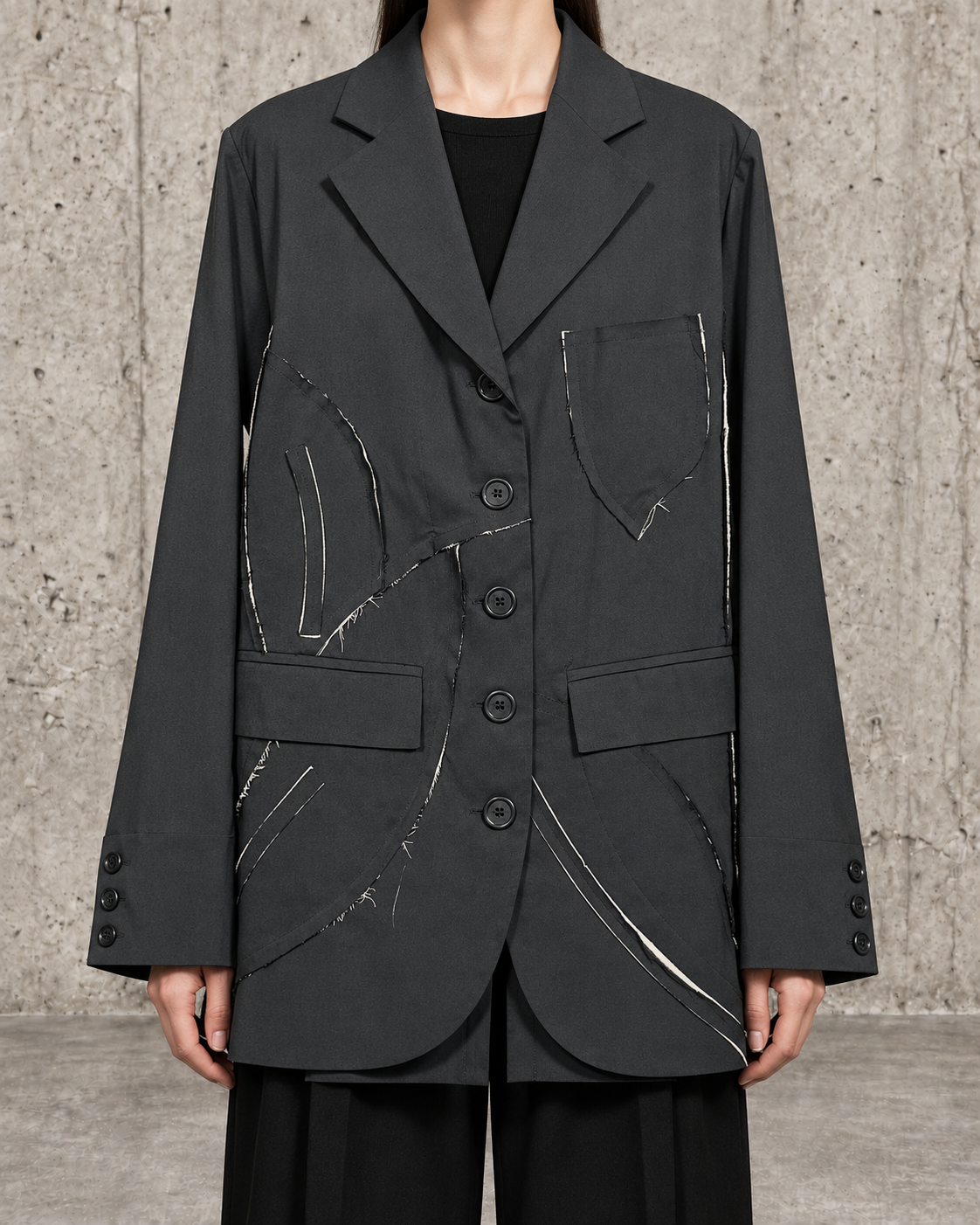 Blazer patchwork antracita Manesera