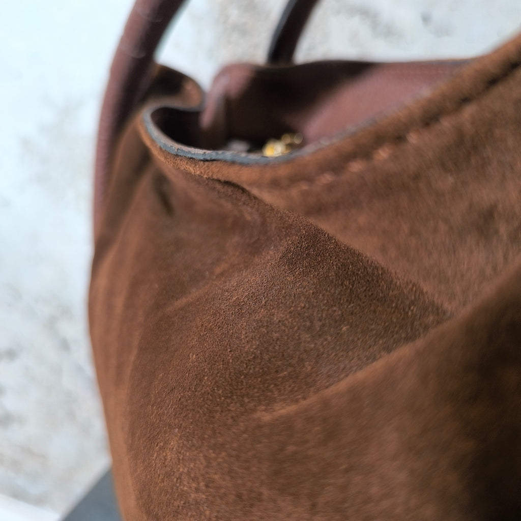 Bolso de ante con asas redondas marrón Bardasú