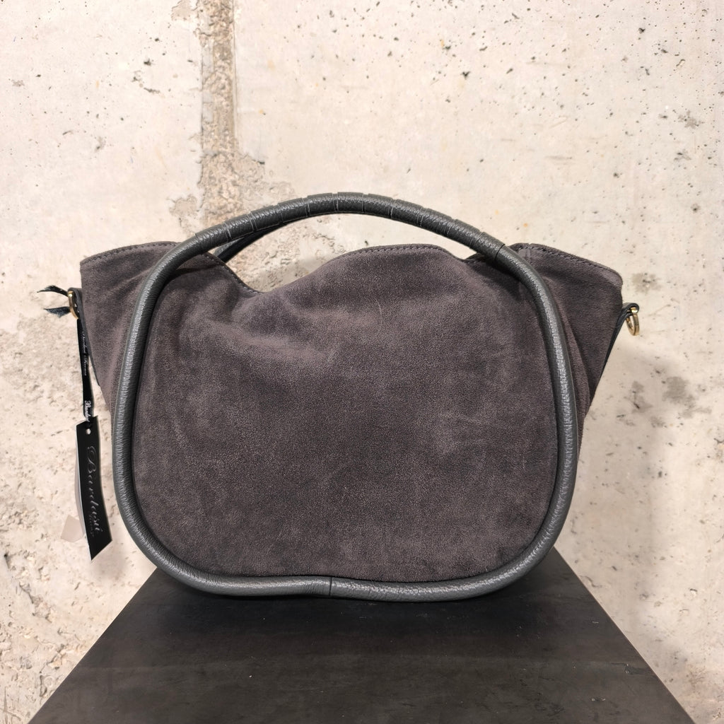 Bolso de ante con asas redondas gris Bardasú