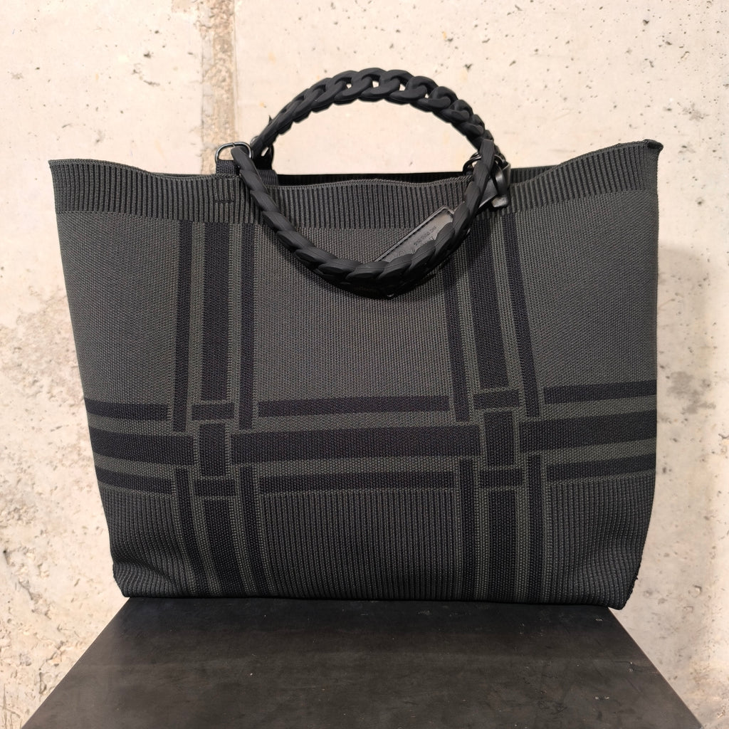 Bolso shopper negro de cuadros