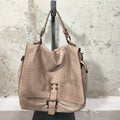 Bolso hobo de piel con solapa beige Bardasú