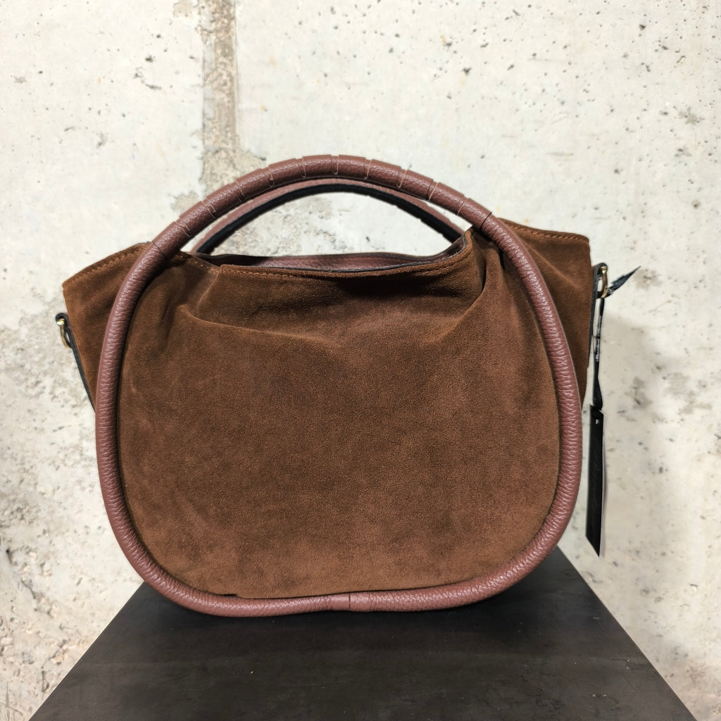 Bolso de ante con asas redondas marrón Bardasú