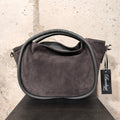 Bolso de ante con asas redondas gris Bardasú