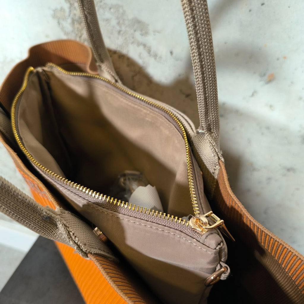 Bolso tote de punto naranja Fri-Yay
