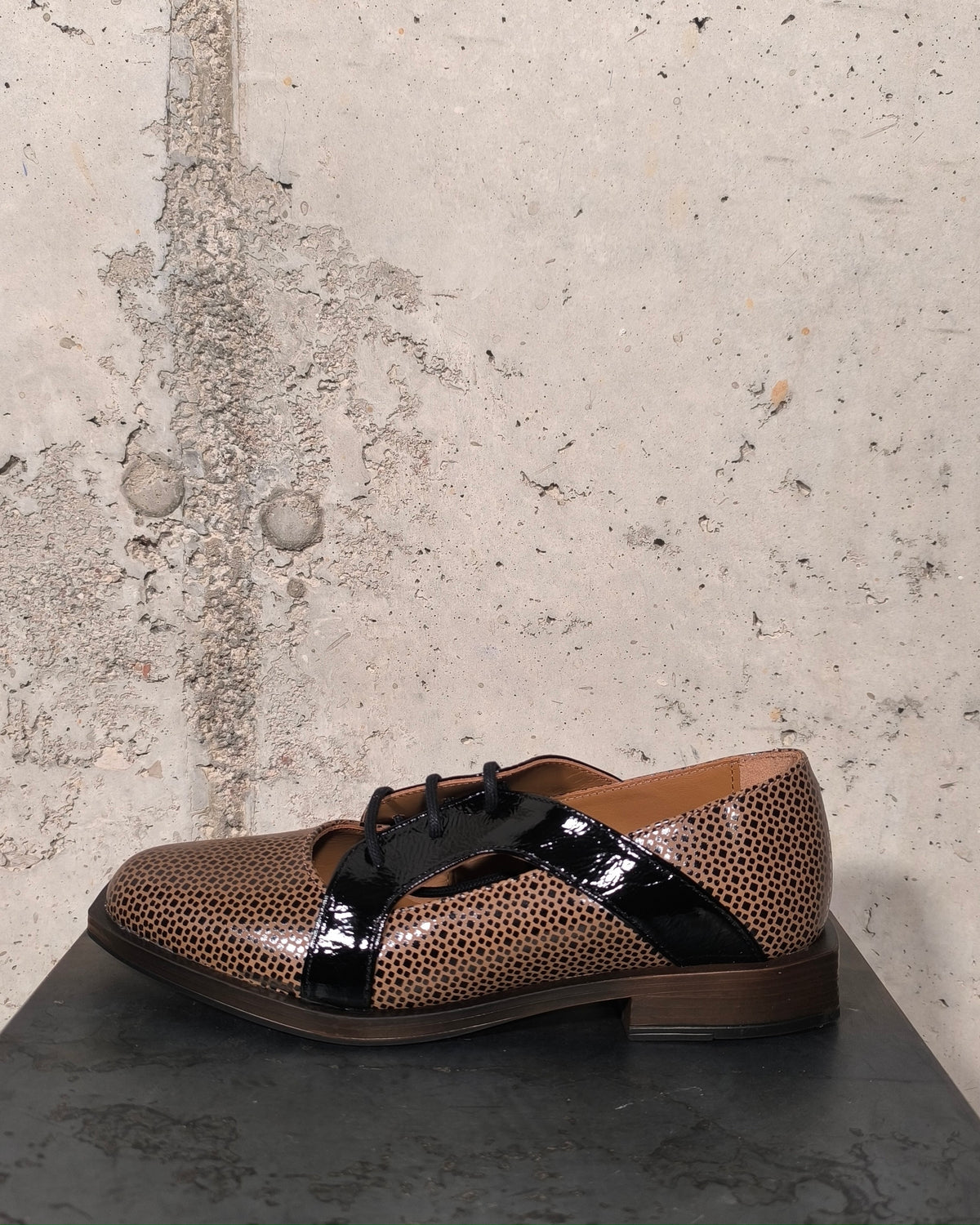 Zapato de cordones cuero y negro Nemonic