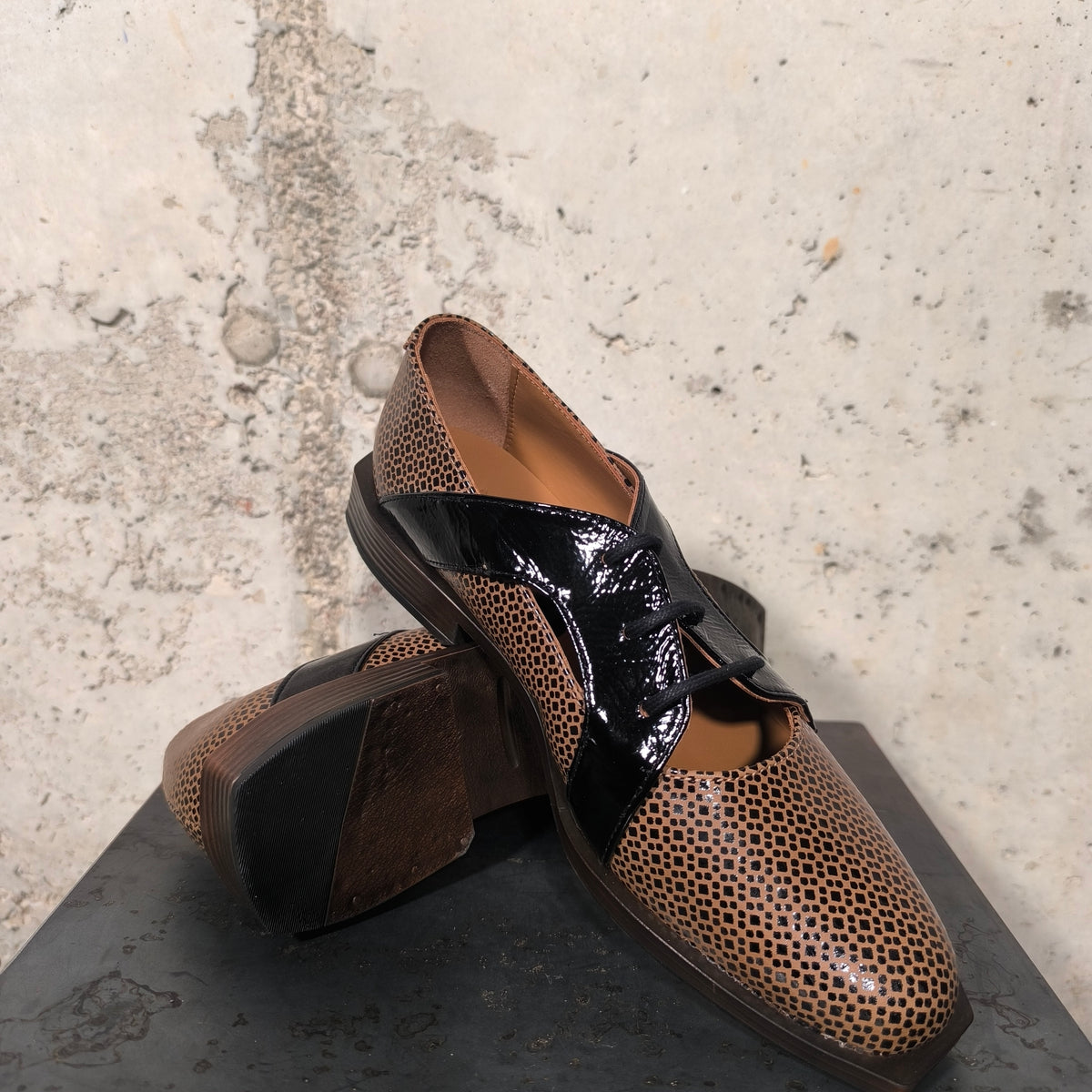 Zapato de cordones cuero y negro Nemonic