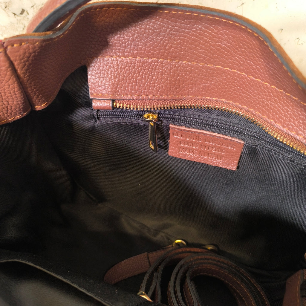 Bolso de ante con asas redondas marrón Bardasú
